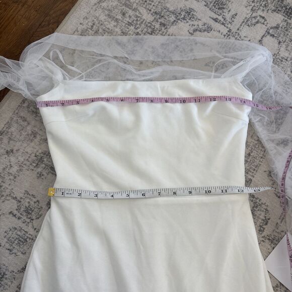 Lulus Beautifully Beloved White Mesh Off-the-Shoulder Maxi Dress Size Small - Picture 7 of 9